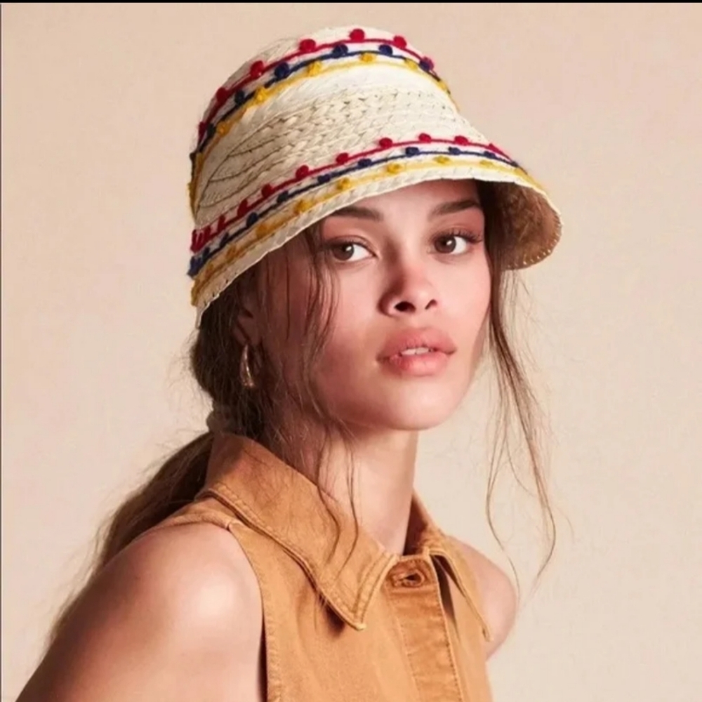 Brixton Bondi 100% Palm Straw Woven Visor TAN/Multi One Size BNWT RETIRED